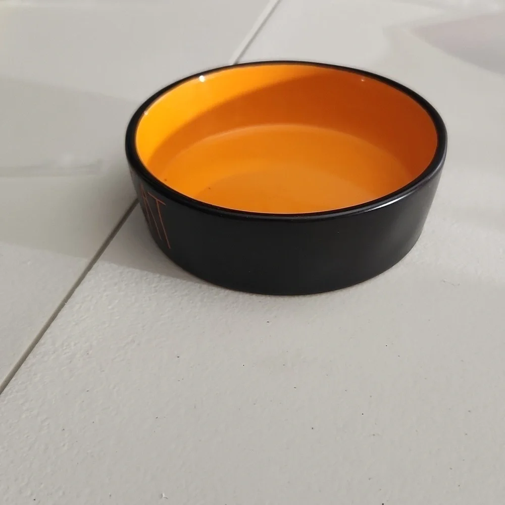 Rae Dunn scaredy cat bowl black orange
